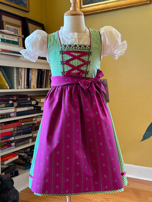 Isar Trachten Girls' Dirndl Berry on Green