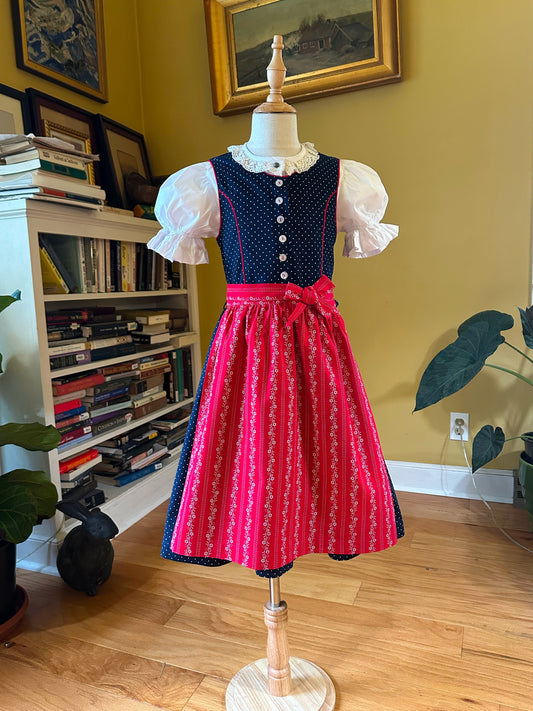 Isar Trachten Red on Blue Traditional Dirndl