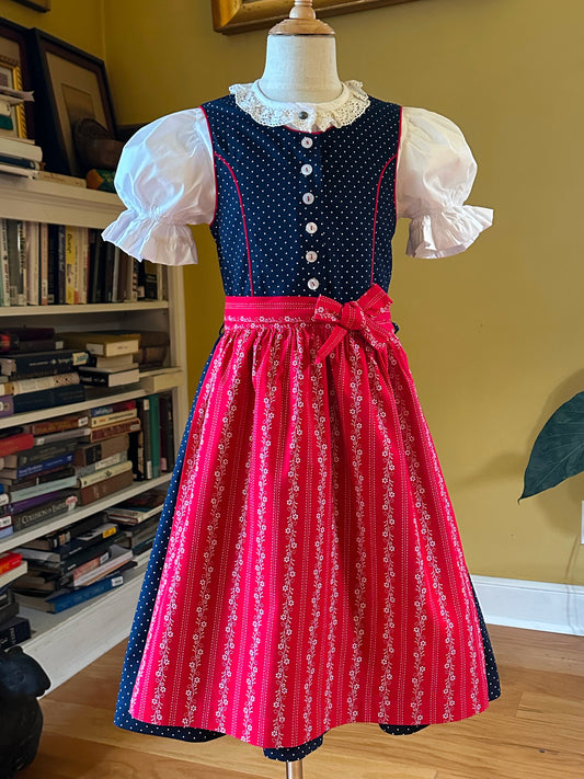 Isar Trachten Red on Blue Traditional Dirndl