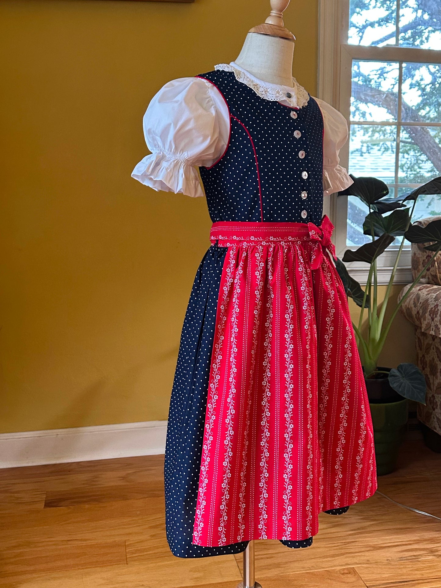 Isar Trachten Red on Blue Traditional Dirndl