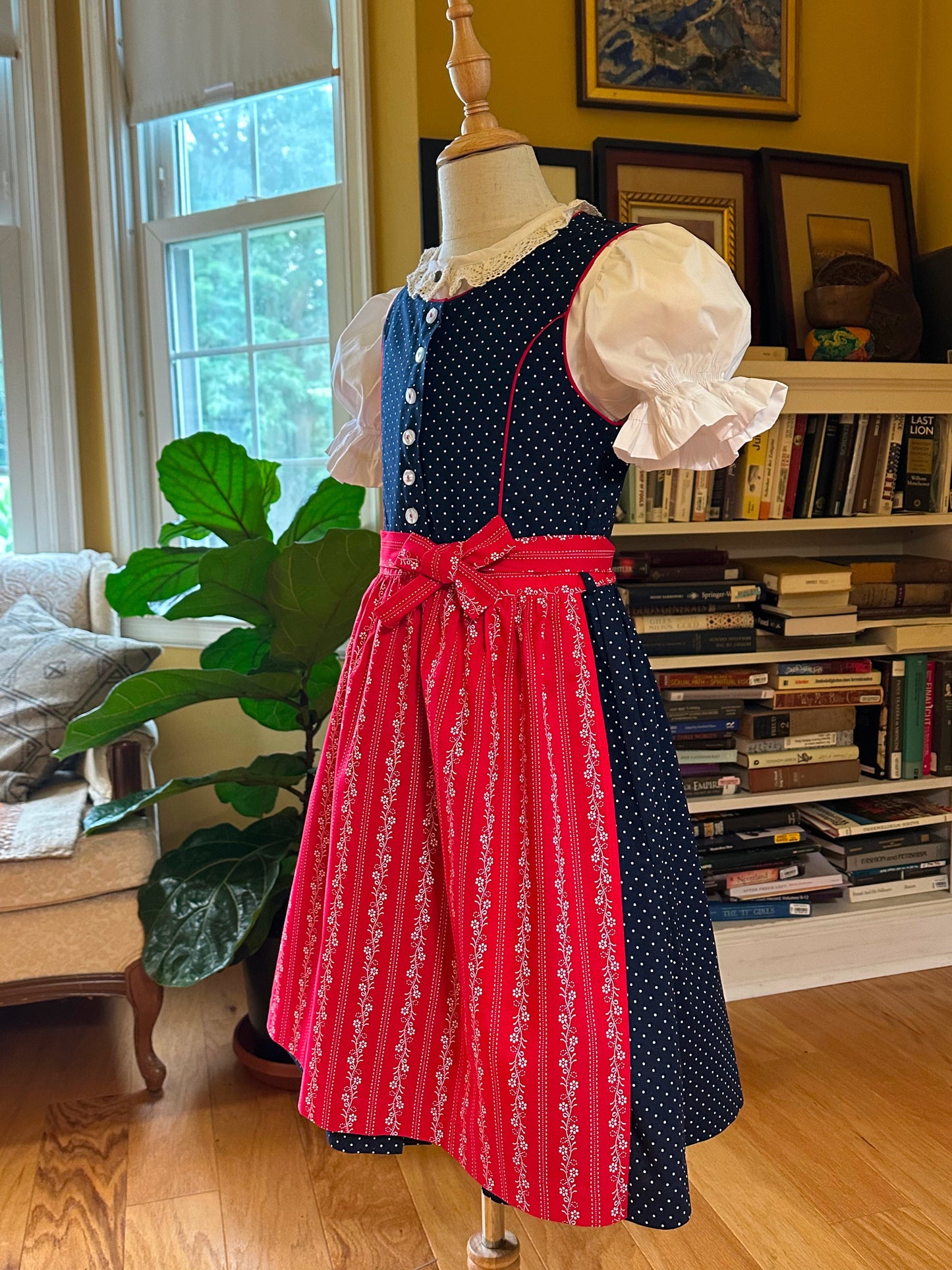 Isar Trachten Red on Blue Traditional Dirndl